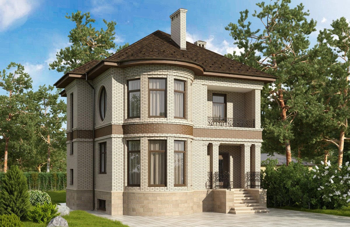 Прямоугольный двухэтажный дом