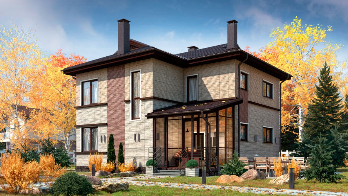 Zz12 элегантный двухэтажный классический дом с балконом