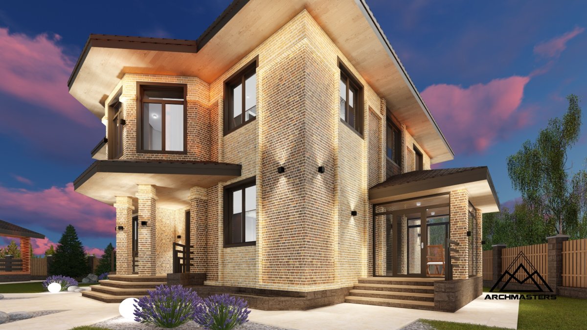 Фасад коттеджа в современном стиле
