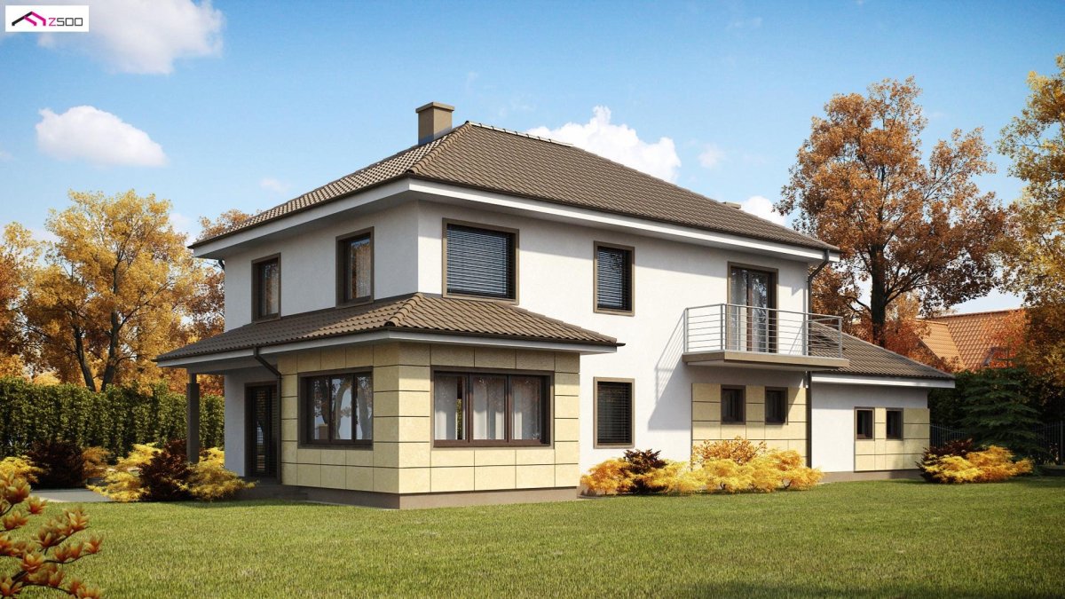 Двухэтажный домик с балконом