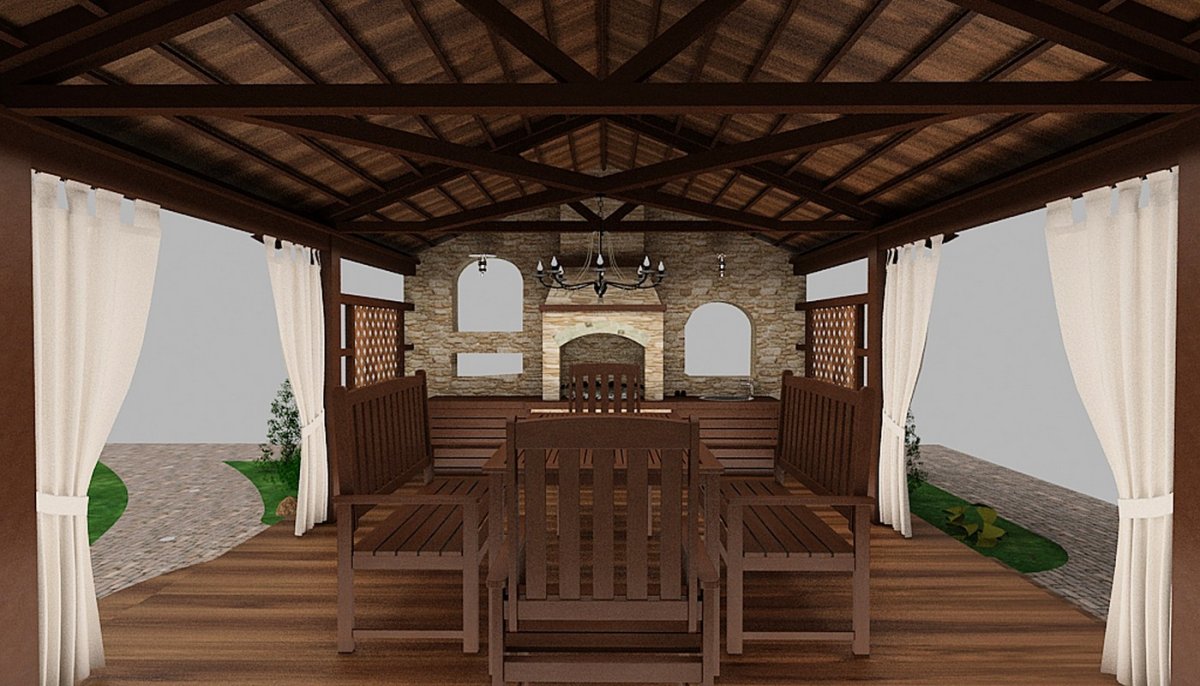 Фазенда террасы беседки барбекю