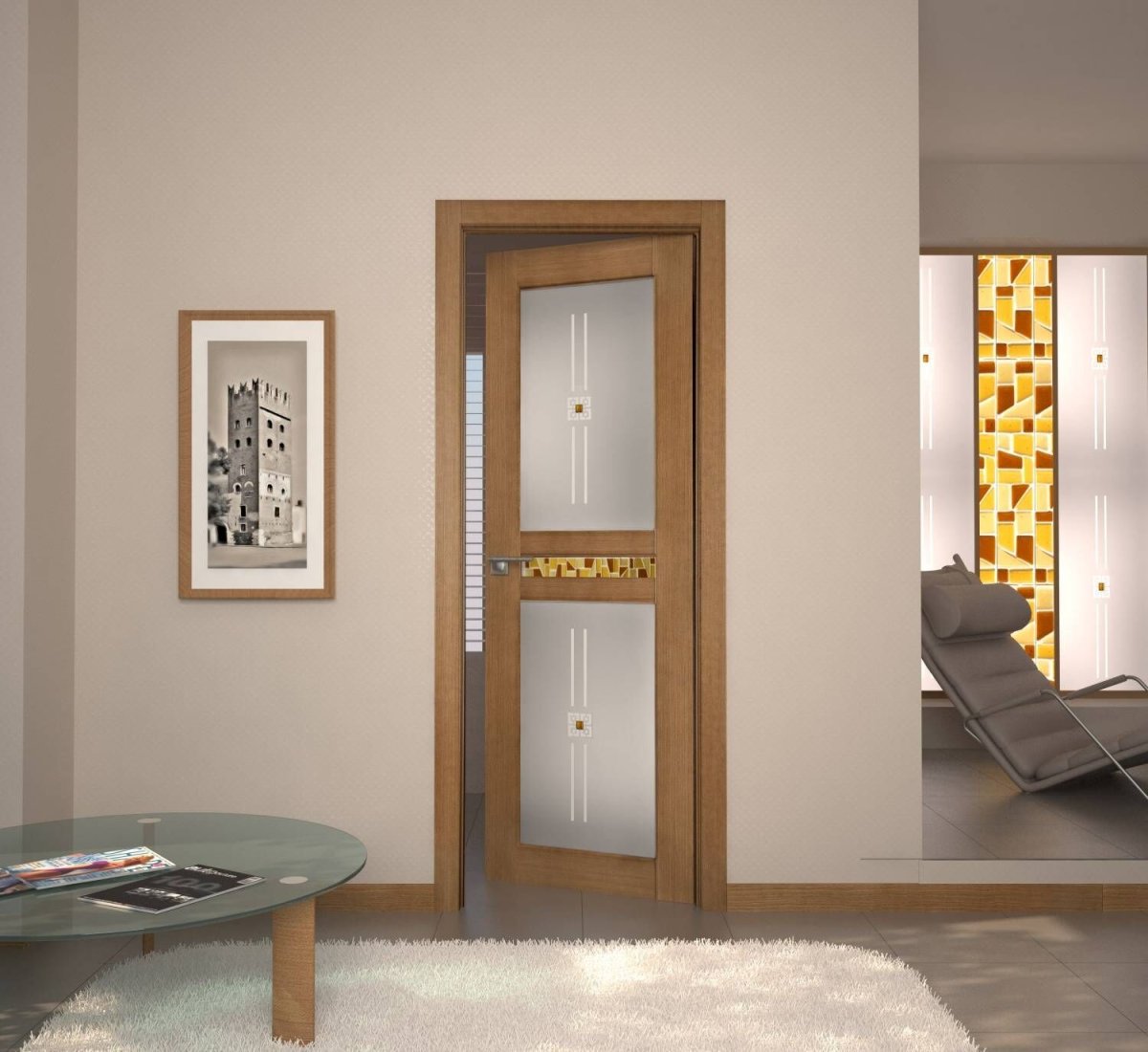 Межкомнатная дверь из массива Вега 2 ПЧО светлый орех