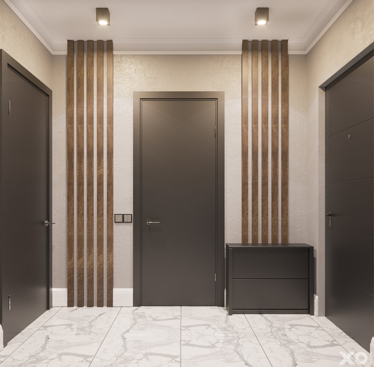 Прихожая в коричневом цвете