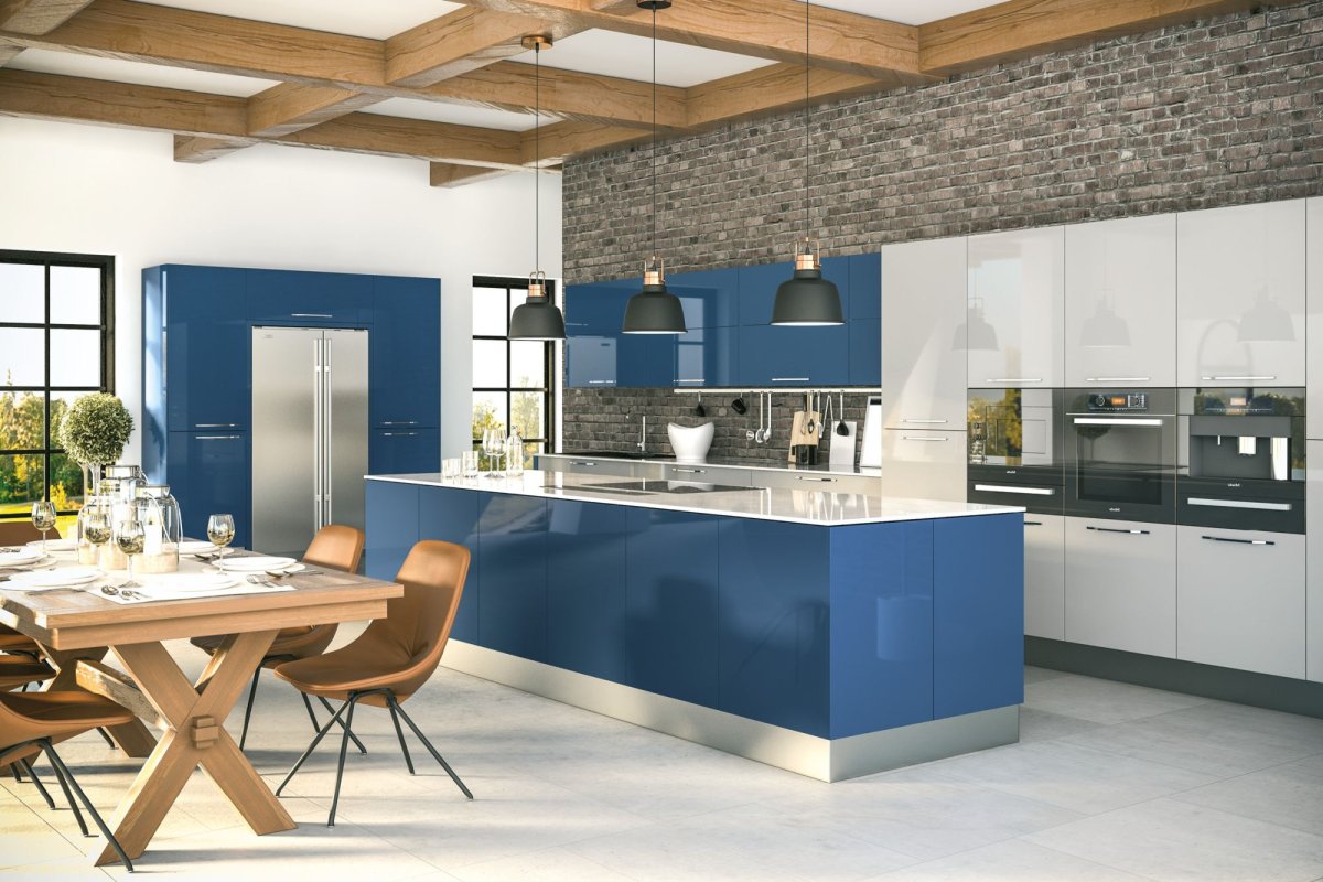 Синяя кухня в современном стиле