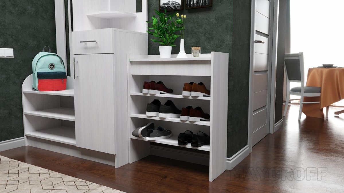 Узкий шкаф калошница в прихожую