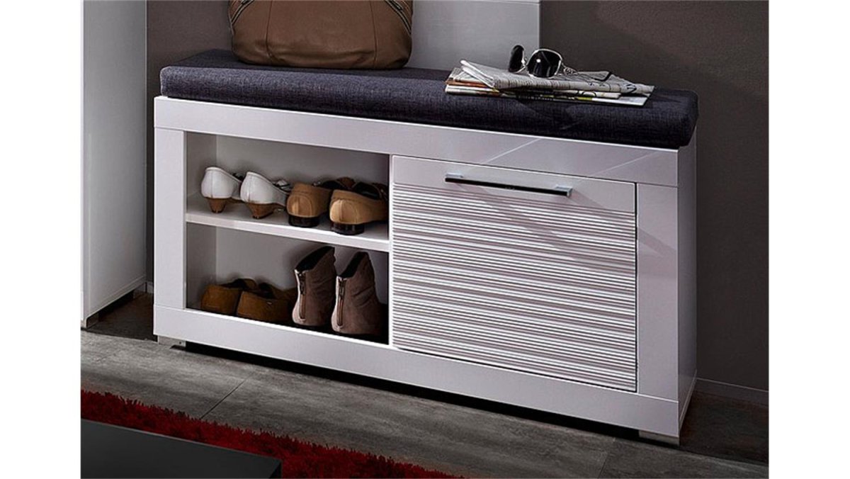 Обувница с сиденьем в прихожую белая