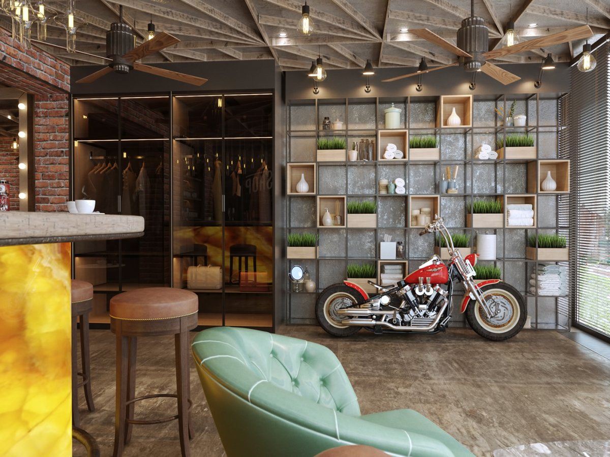 Комната в стиле барбершоп