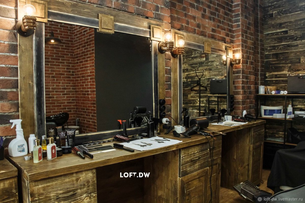 Мебель в стиле лофт барбершопе