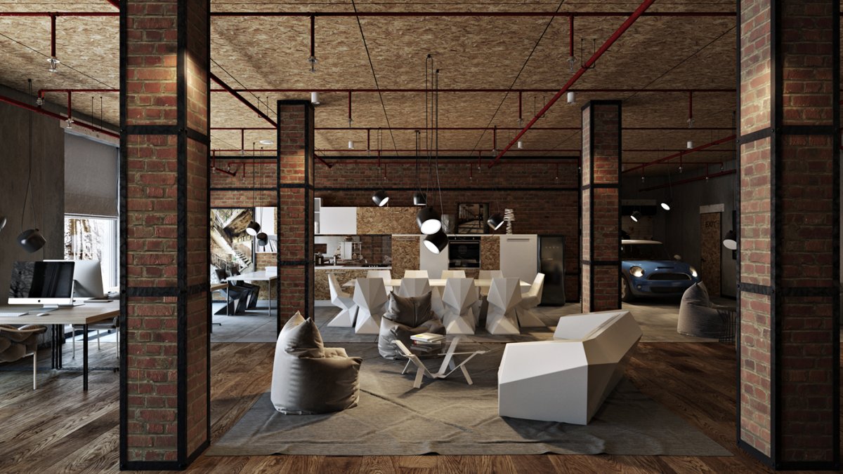 Архитектура стиль лофт интерьеры