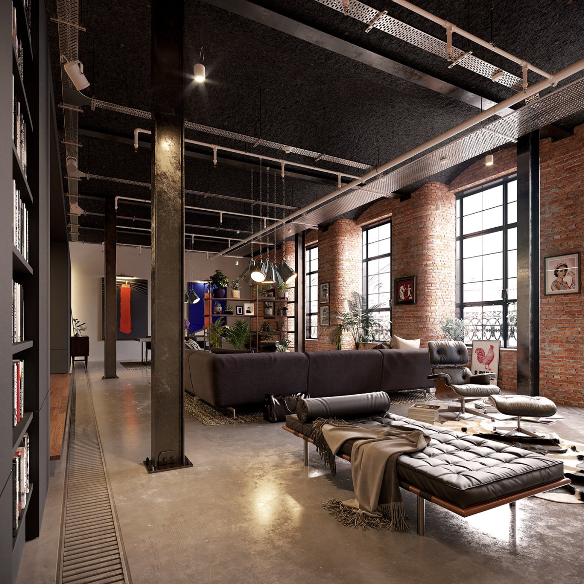 Интерьер двора лофт