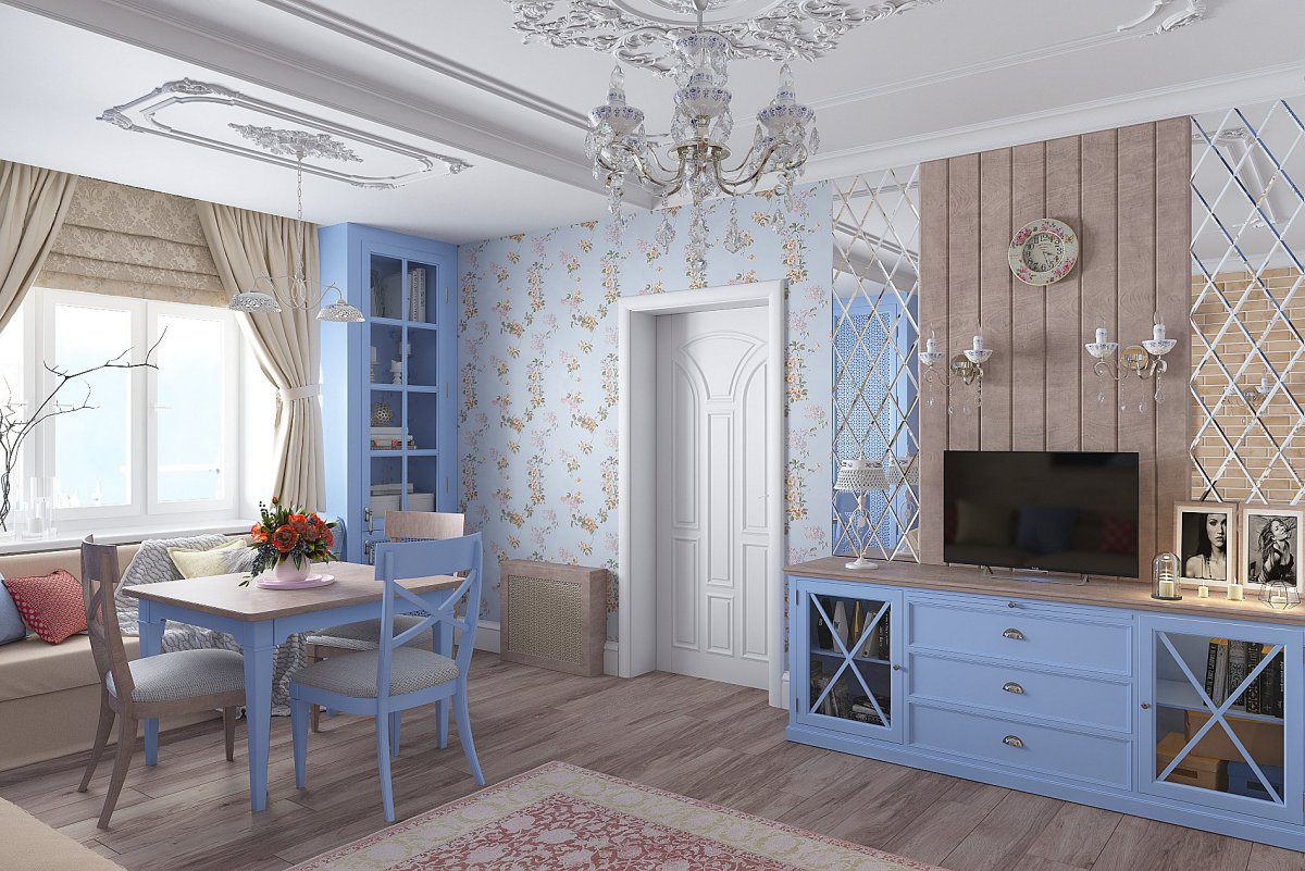 Гостиная в стиле Прованс в квартире