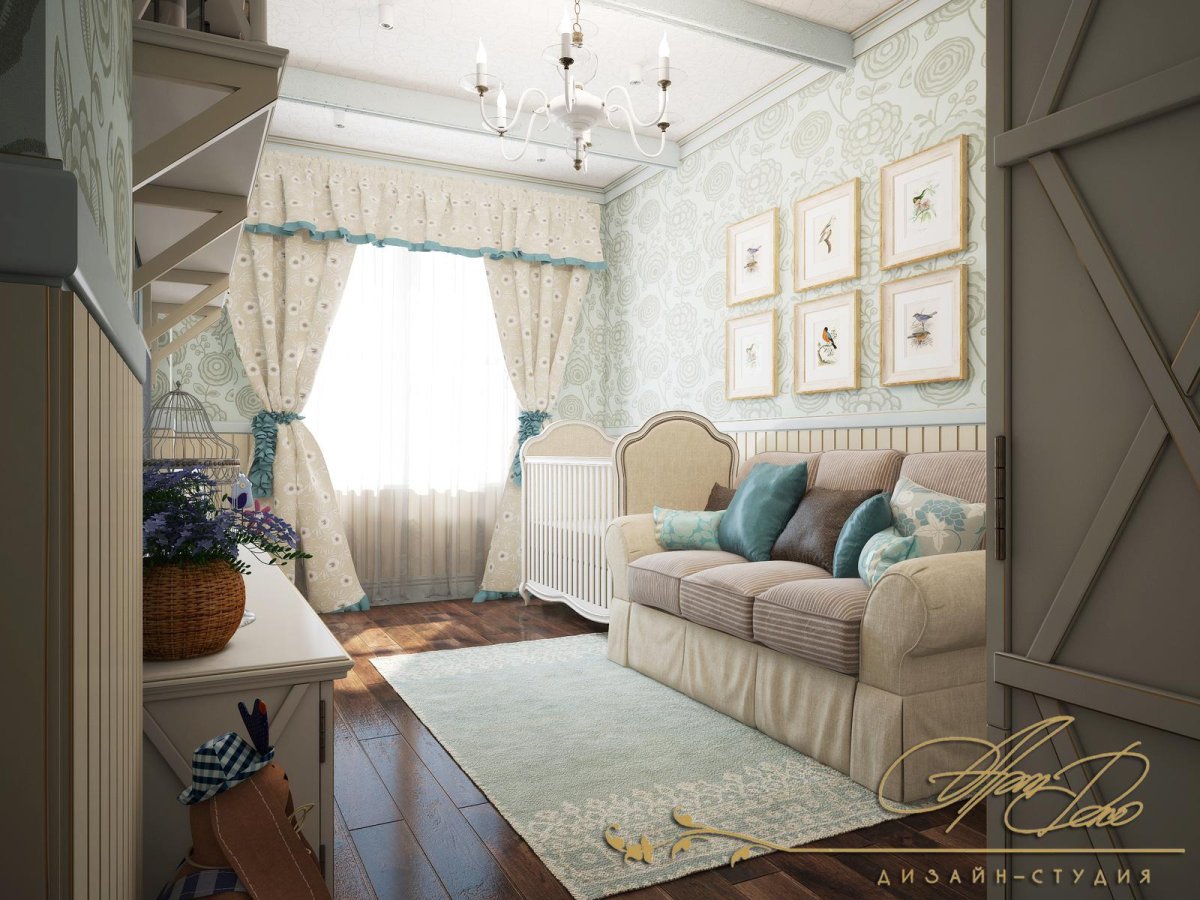 Кухня-столовая 20 кв.м в прованском стиле