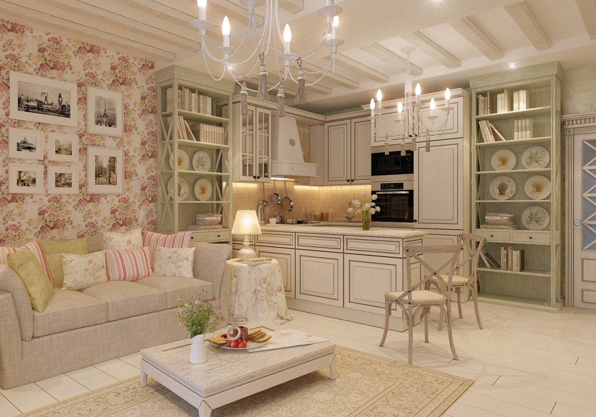 Интерьер однокомнатной квартиры в стиле Прованс