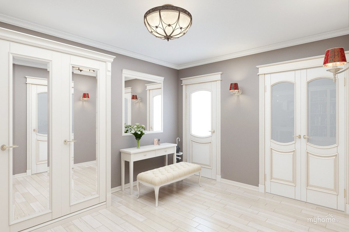 Бежевые стены в прихожей