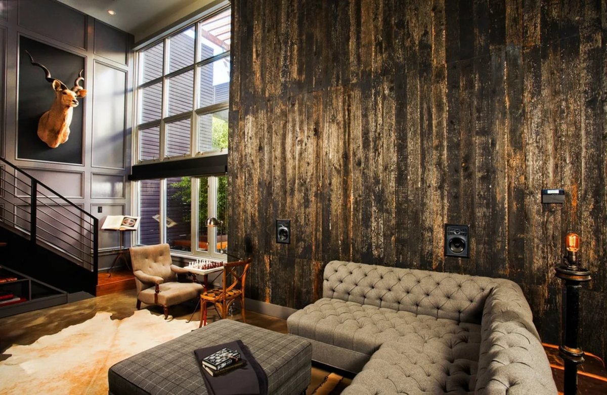 Деревянные панели на стенах в стиле лофт
