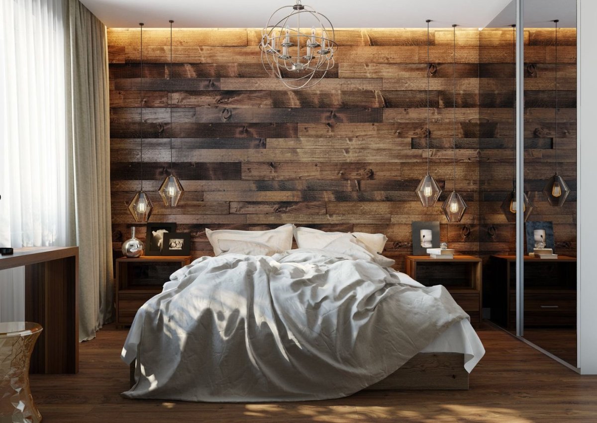 Деревянная стена в интерьере