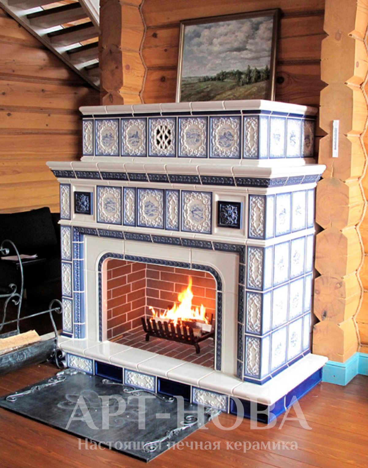 Печь Мазанка с изразцами
