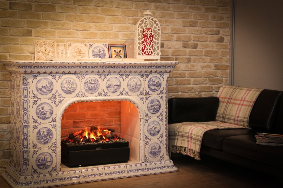 Отделка камина керамогранитом