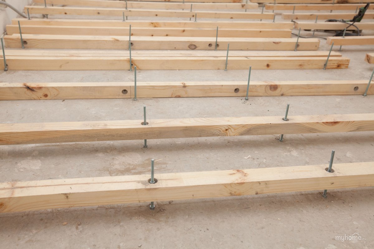 Лаги пола брус 100х200 узел полов