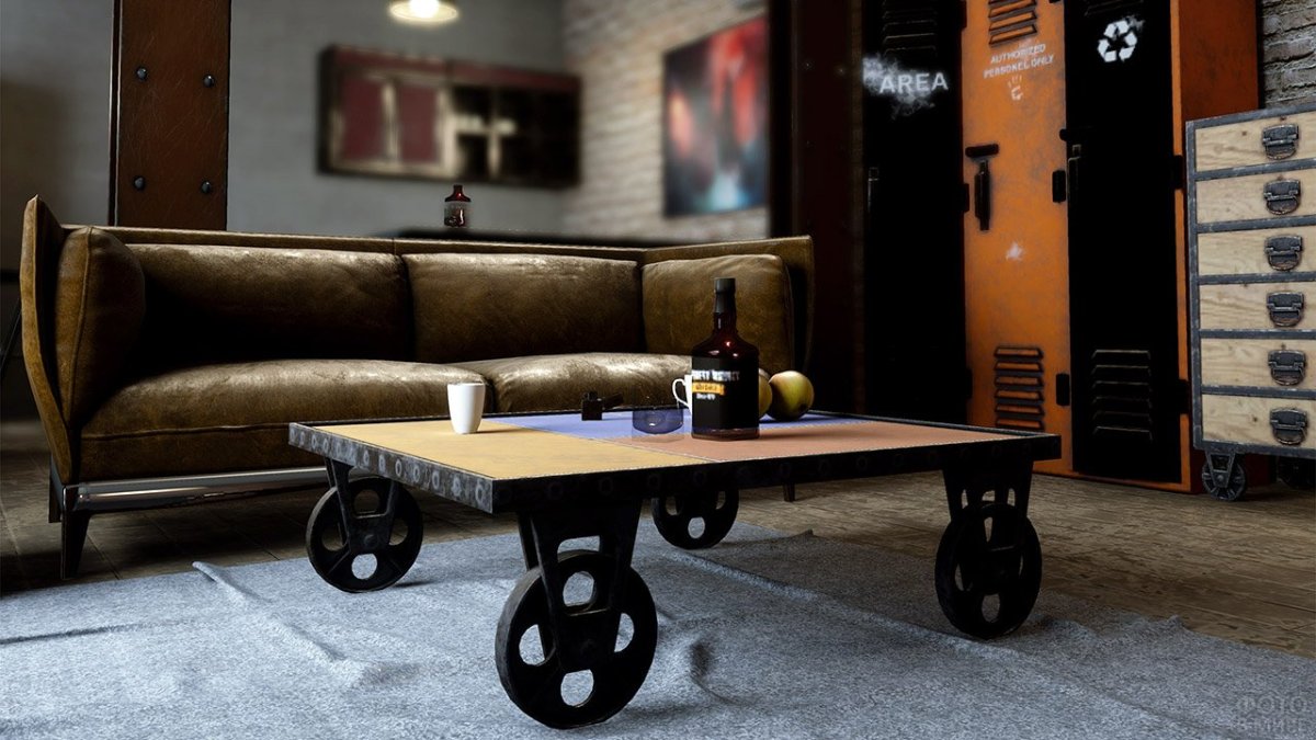 Диван на колесах в стиле лофт