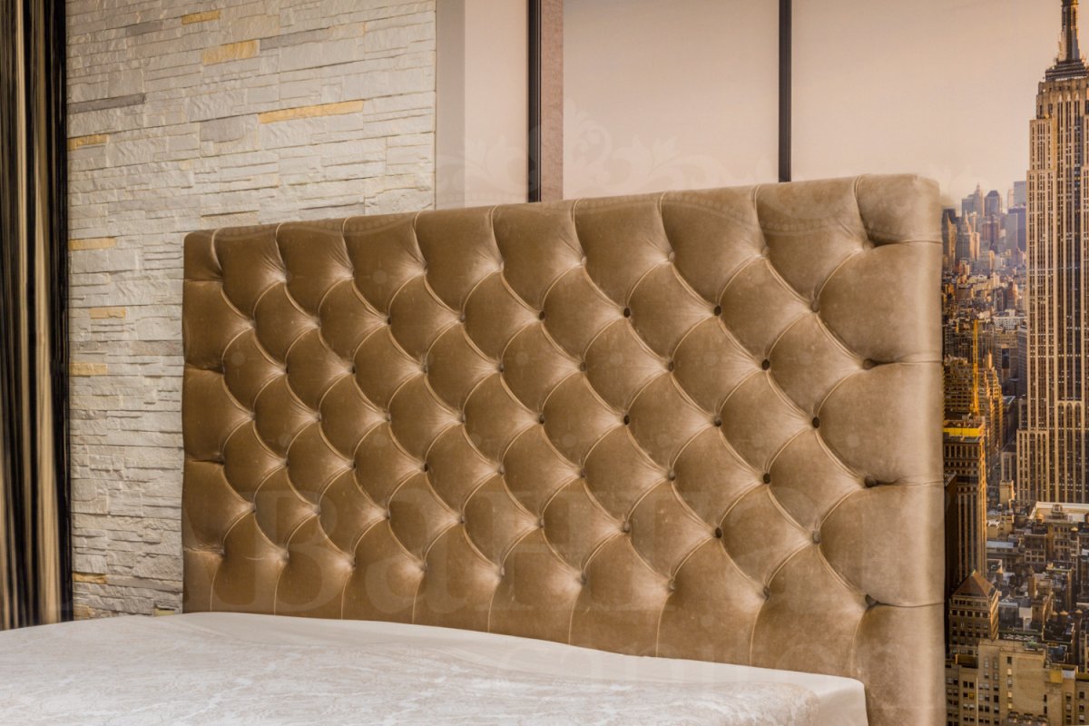 Кровать каретная стяжка золото беж