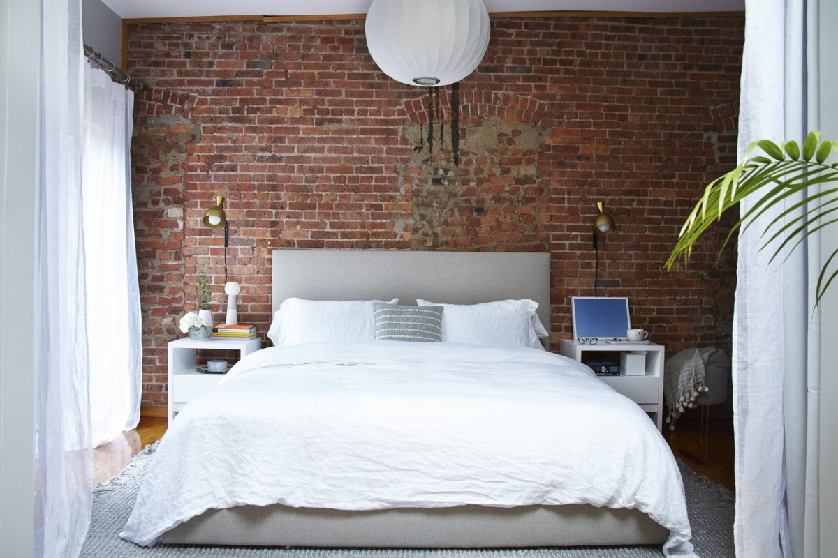 Спальня в стиле лофт в темных тонах