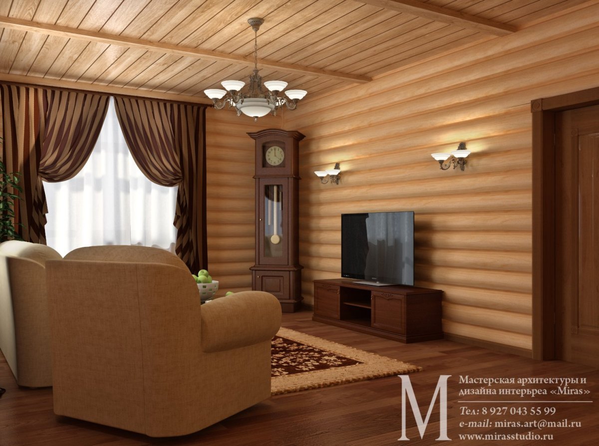 Отделка интерьера имитацией бруса