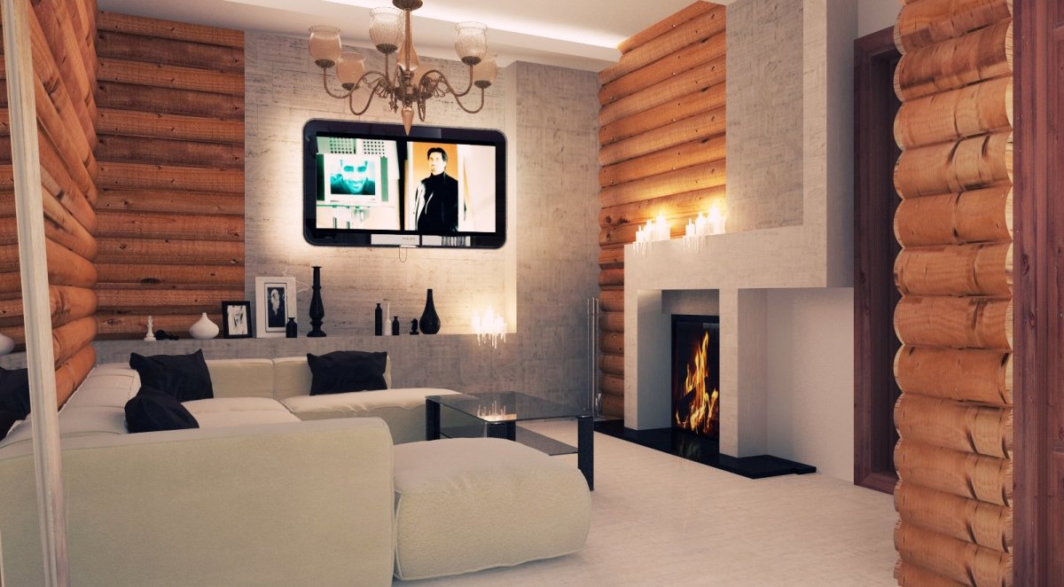 Брашированный блок Хаус в интерьере