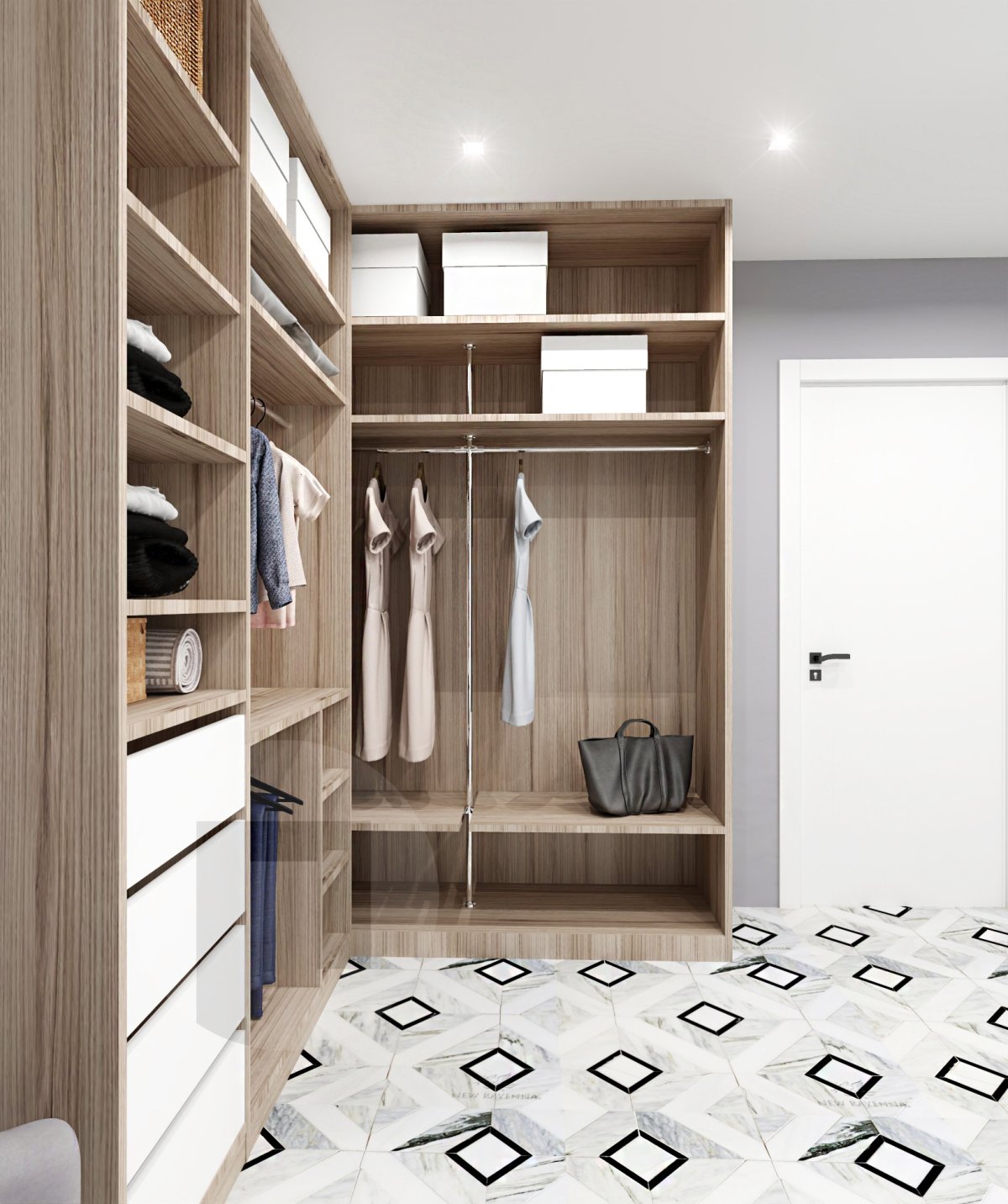 Встроенные угловые гардеробные шкафы купе