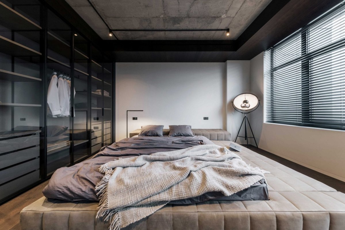 Спальня мужская лофт брутализм