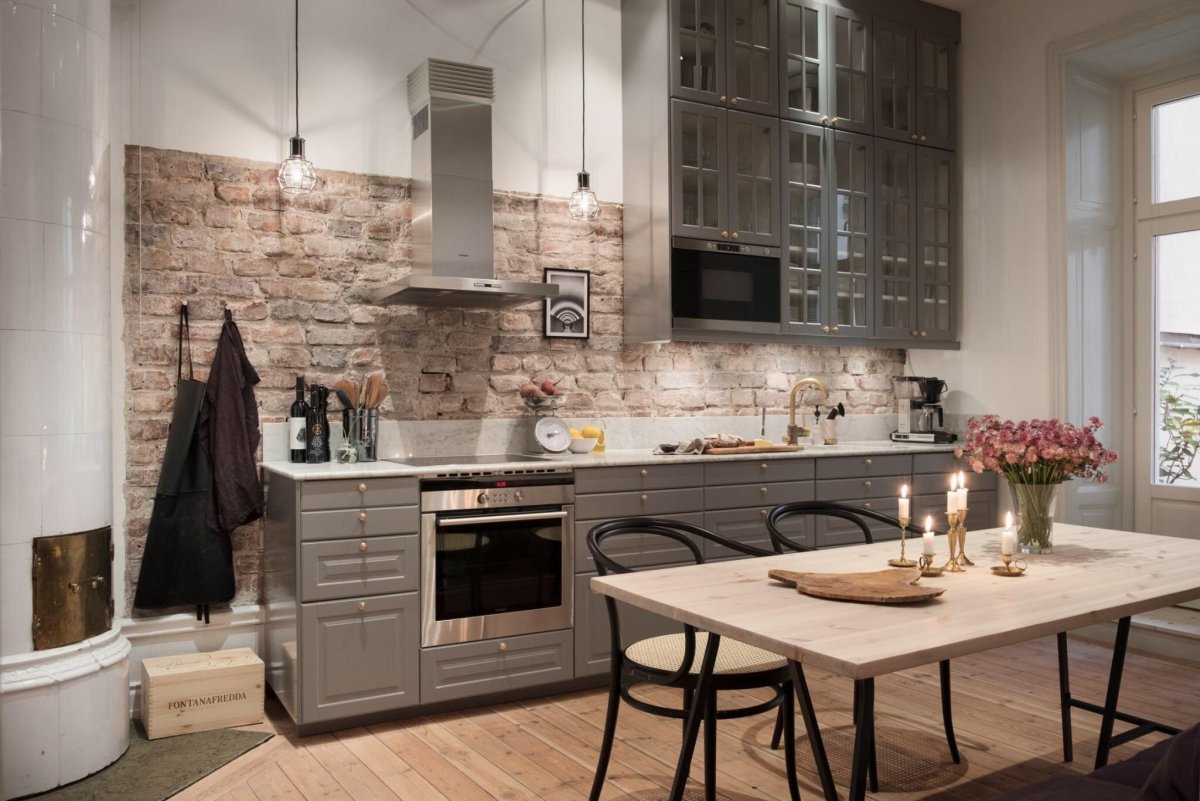 Кухни лофт олива