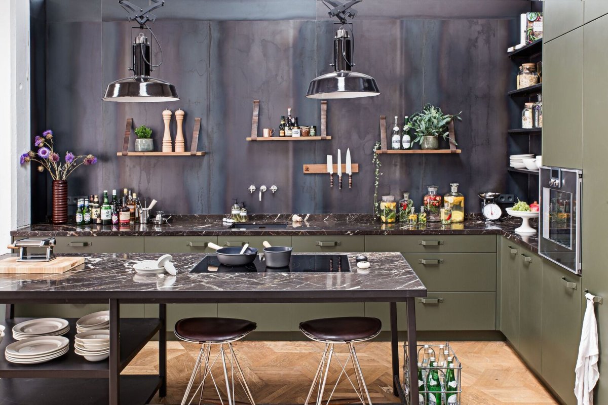 Кухня гостиная в стиле лофт