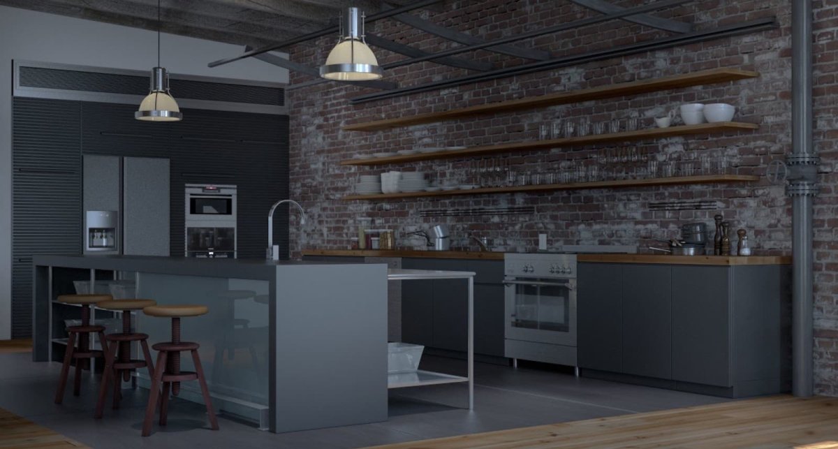 Кухня студия в стиле лофт