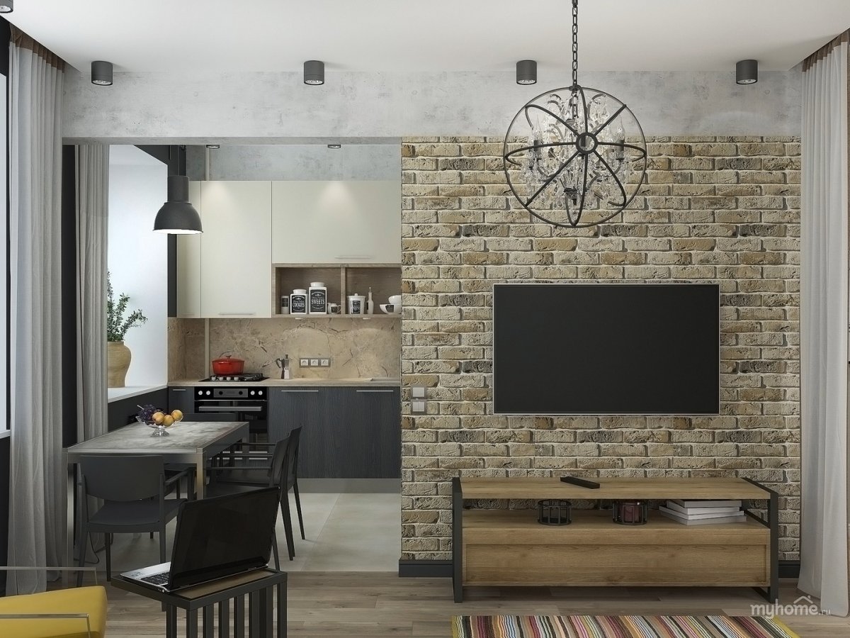 Кухни в стиле лофт серый бетон