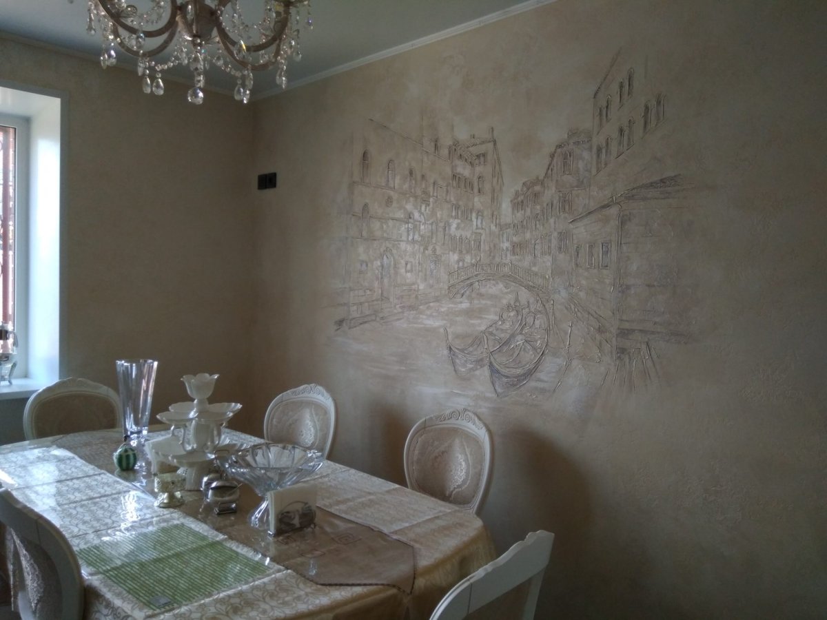 Фактурная штукатурка намкухне