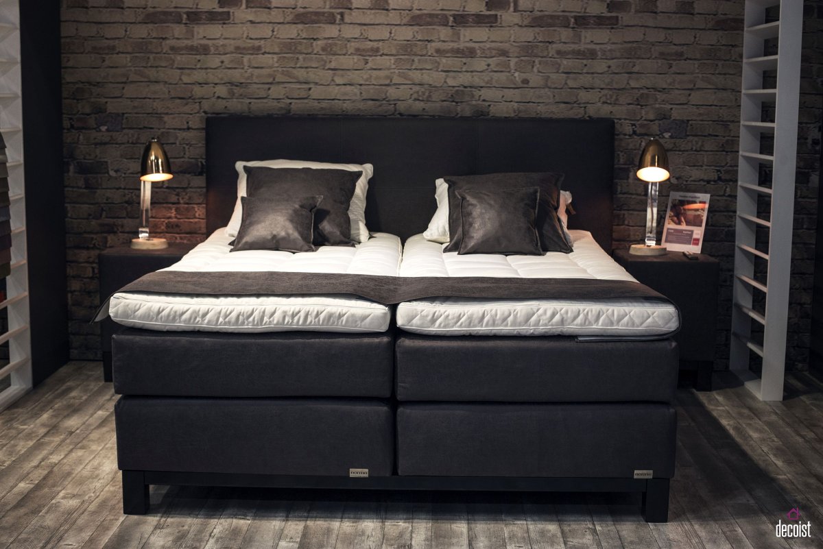 Изголовье кровати с полками лофт