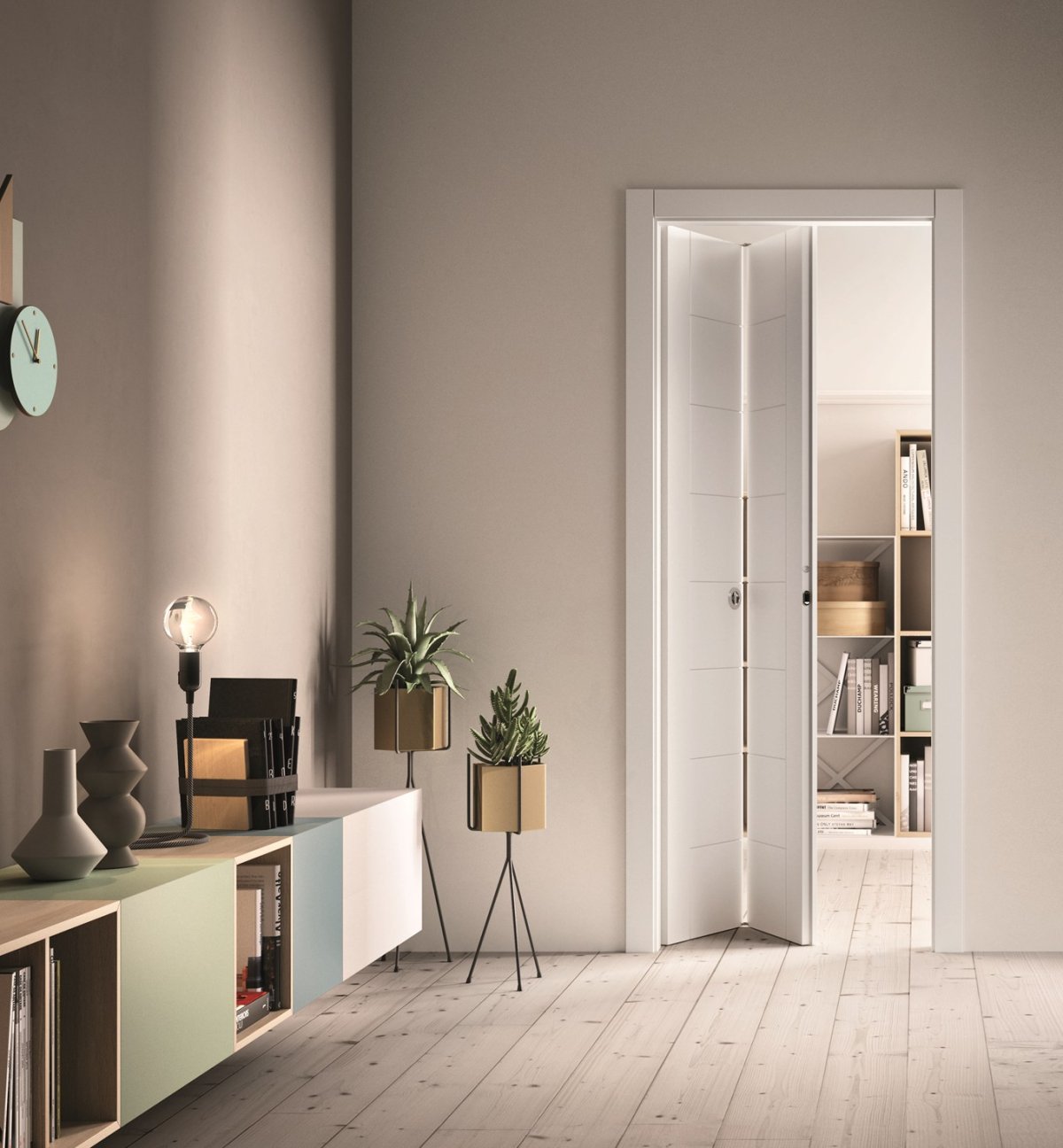 Складная дверь в интерьере