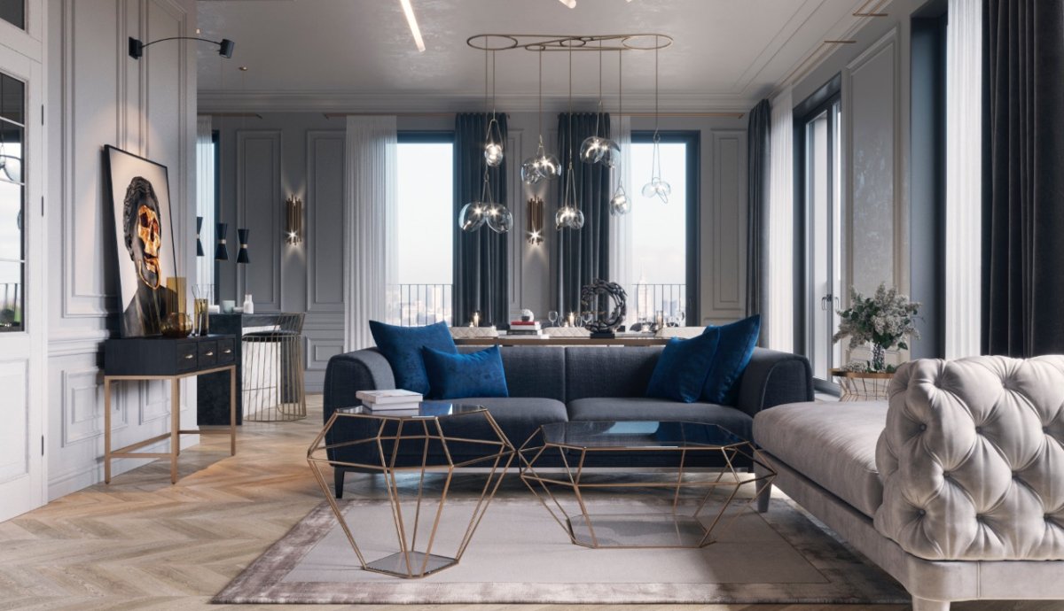 Гостиная лофт и Неоклассика