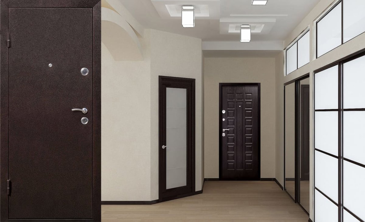 Прихожая с дверями венге
