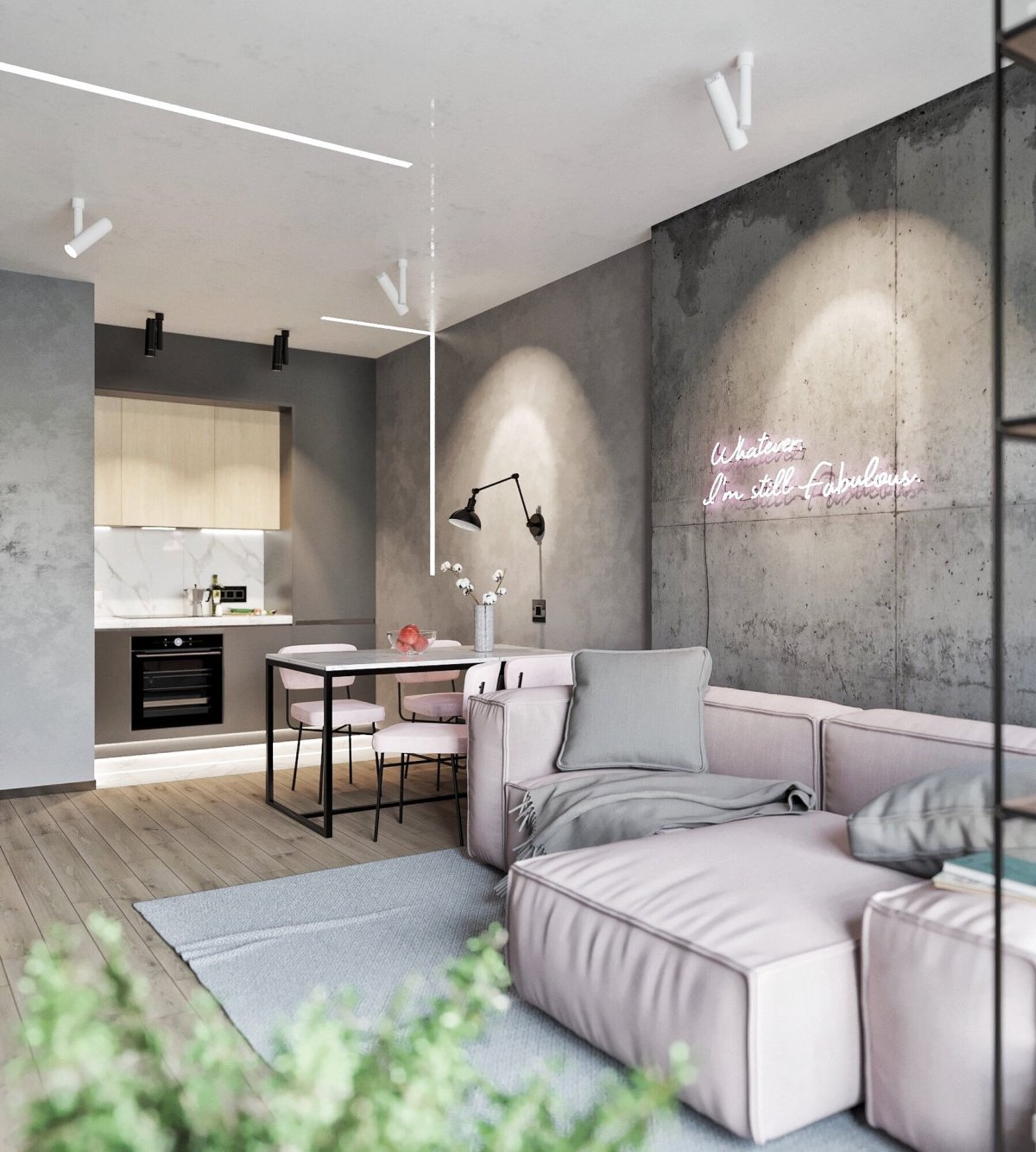 Кухня гостинная 20кв м лофт