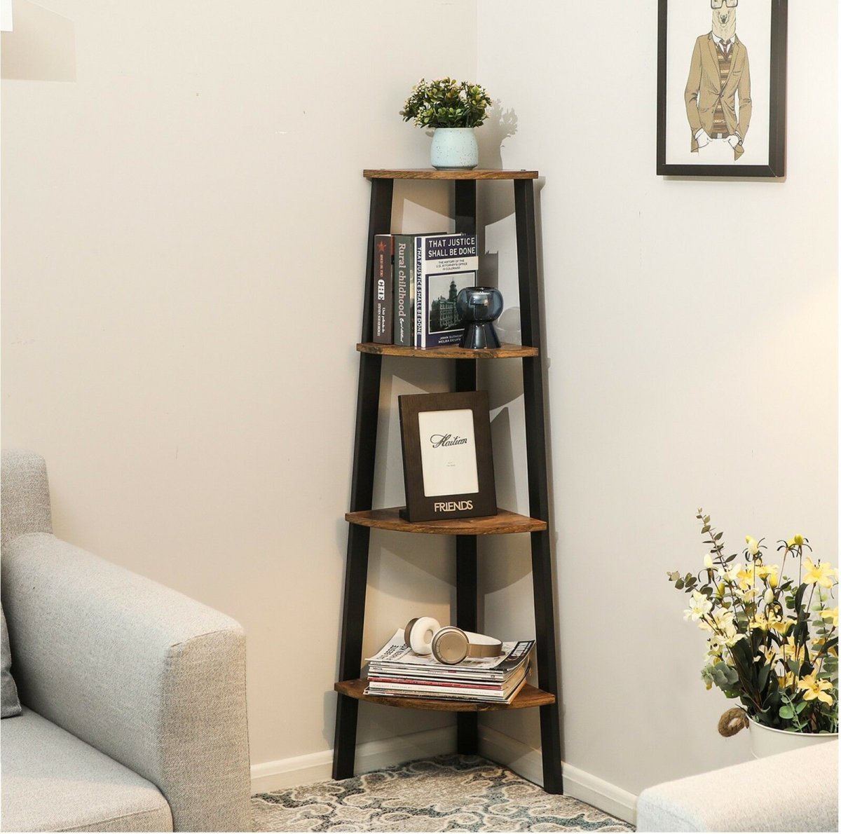 Этажерка в угол комнаты