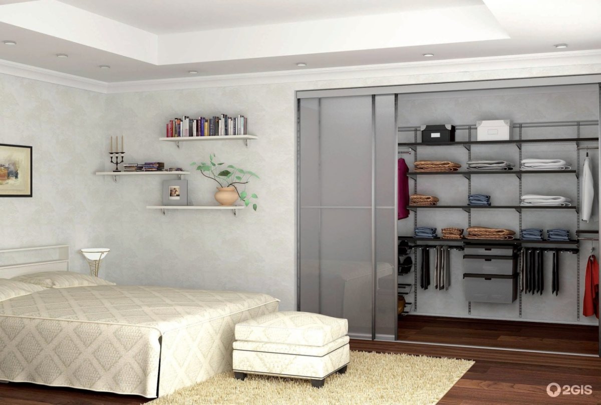 Угловая гардеробная в спальне