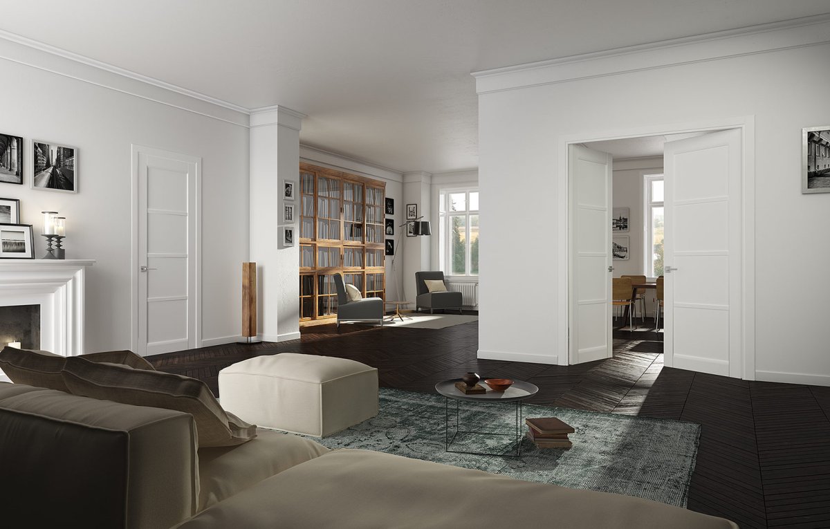 Белые крашеные двери в интерьере