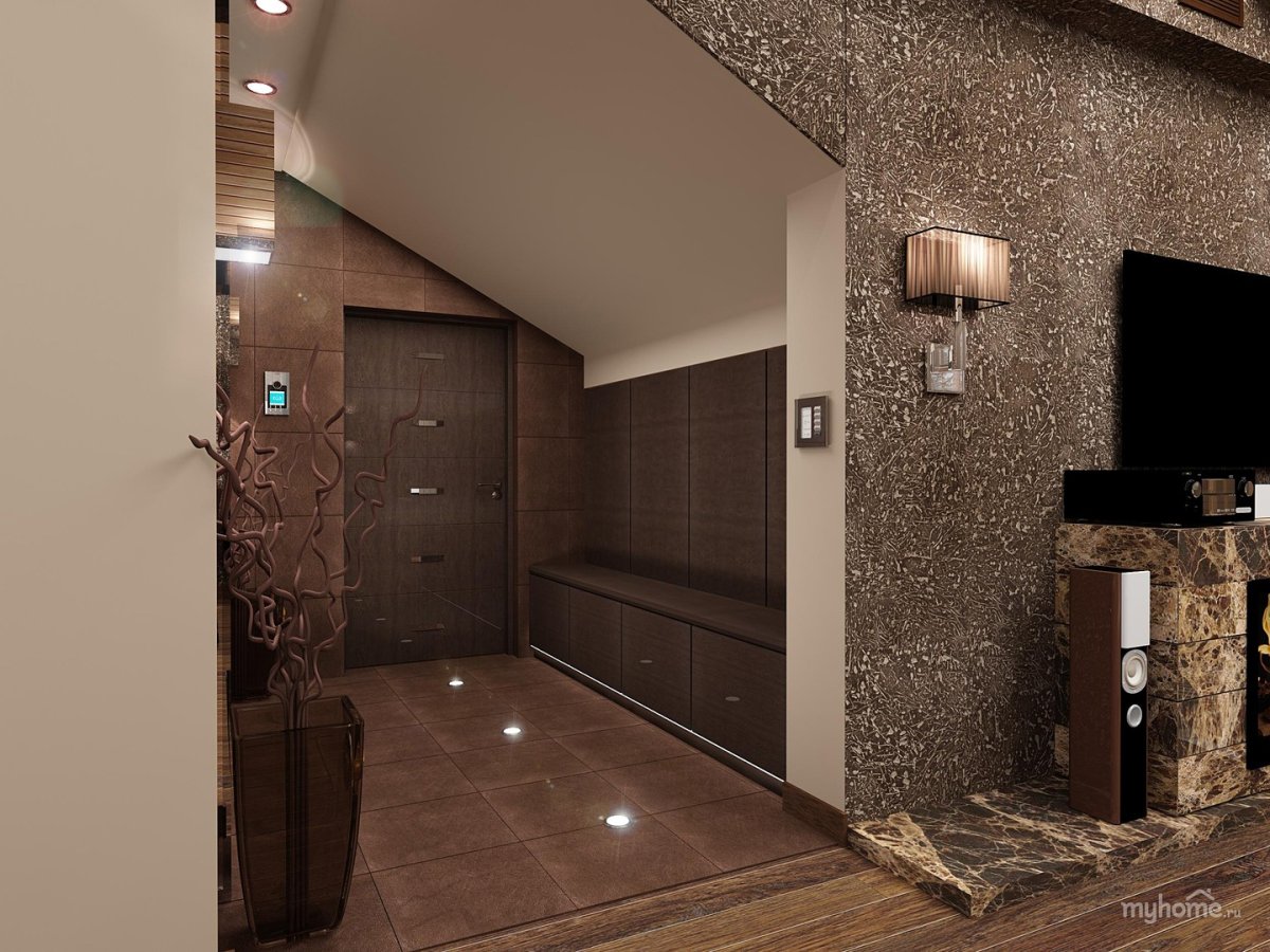 Отделка стен 3д панелями в прихожей