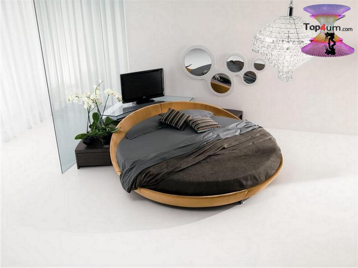 Круглая кровать двуспальная декор спальни