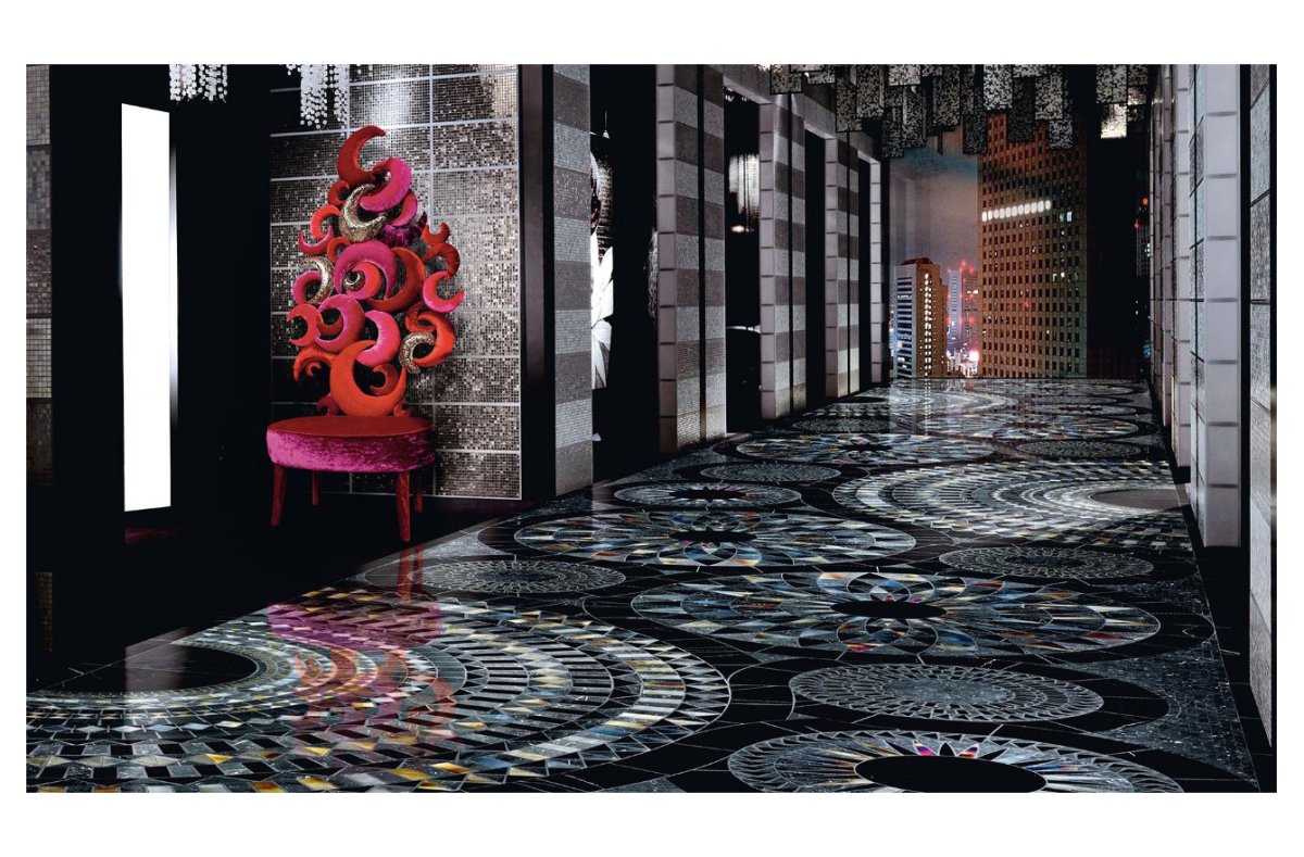 Галька в ванной комнате