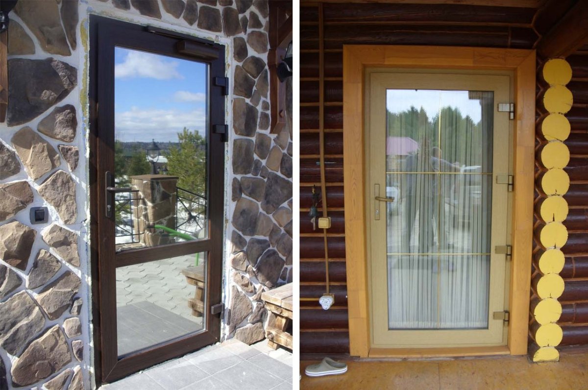 Входная дверь пластиковая со стеклом откосы