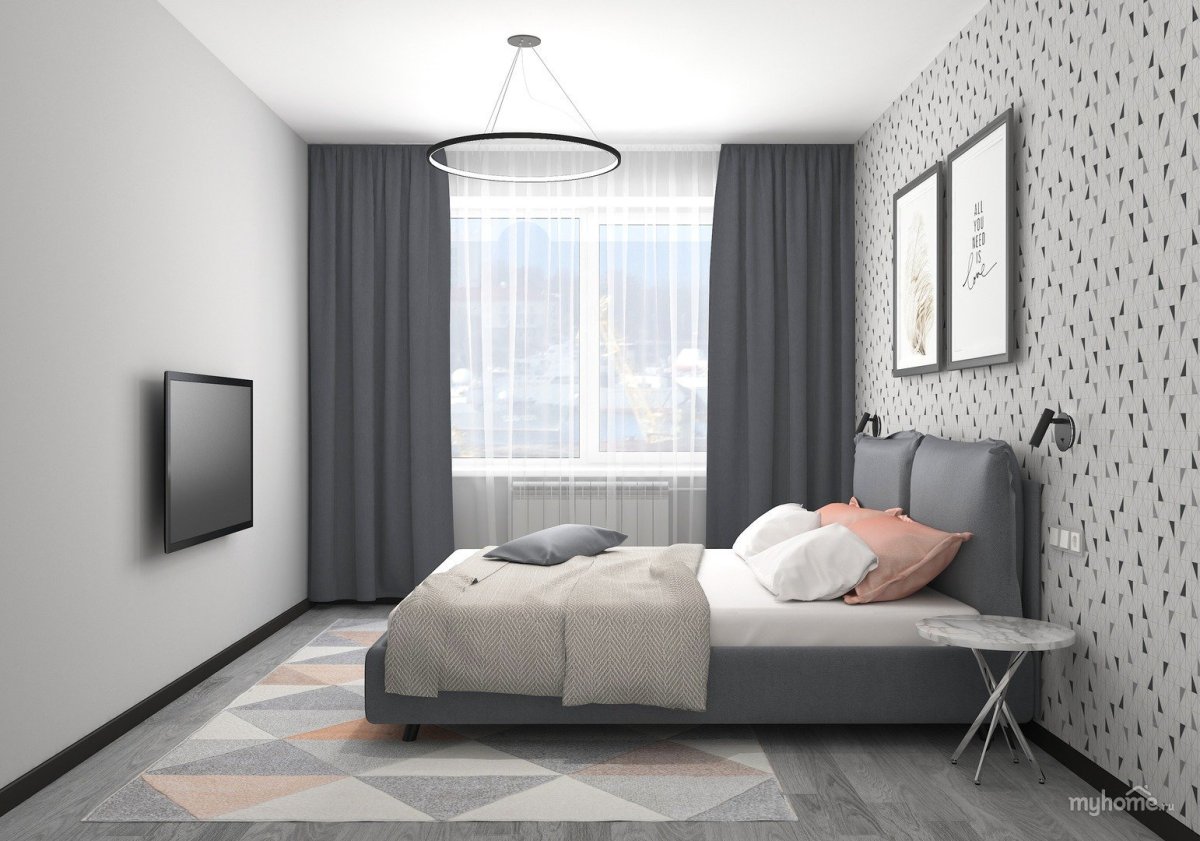 Спальня в серых тонах