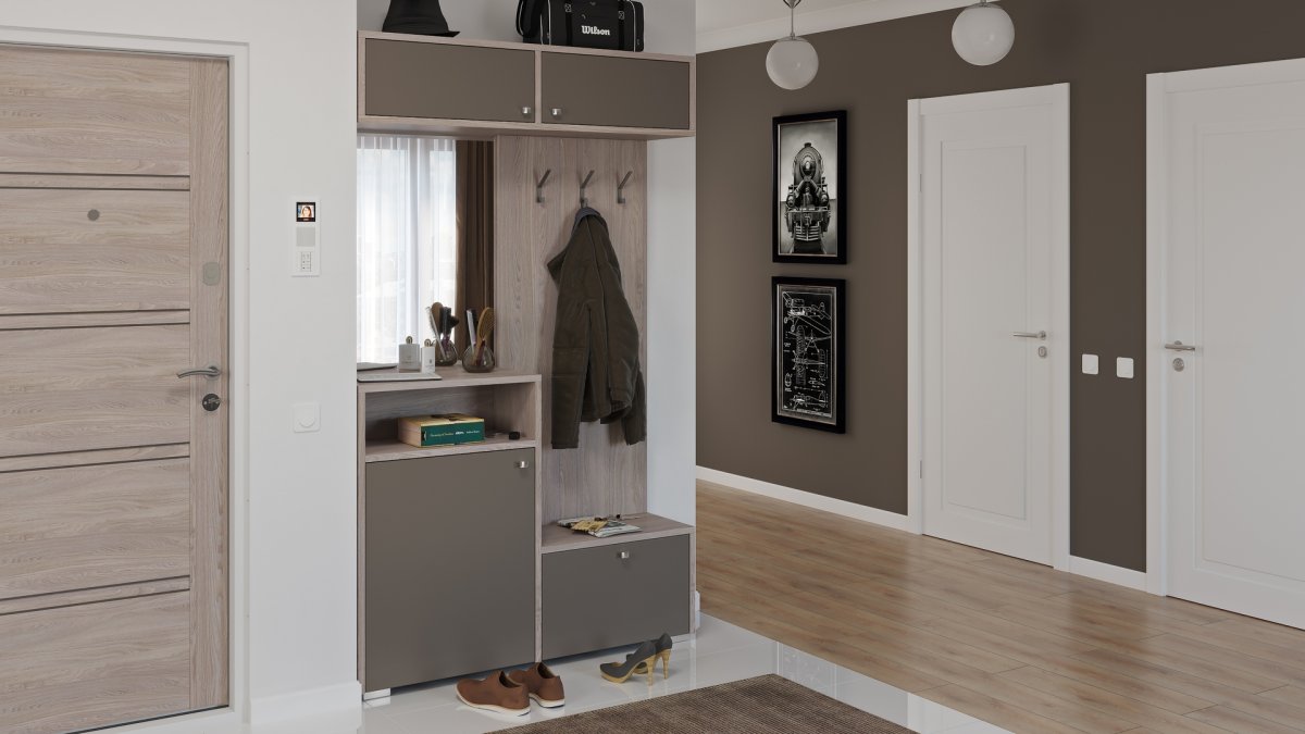 Прихожая микс (1000*2150*390) (дуб сонома/МДФ ПВХ шоколад)