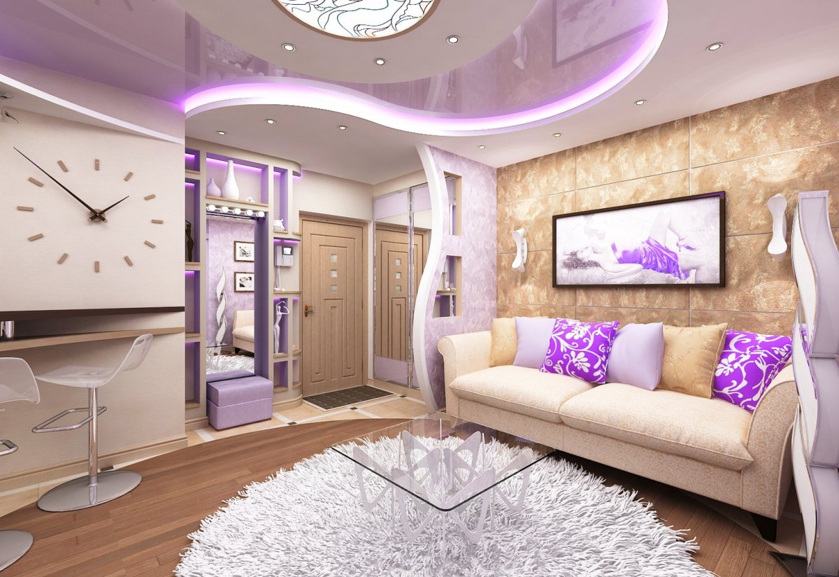 Гостиная в сиреневых тонах